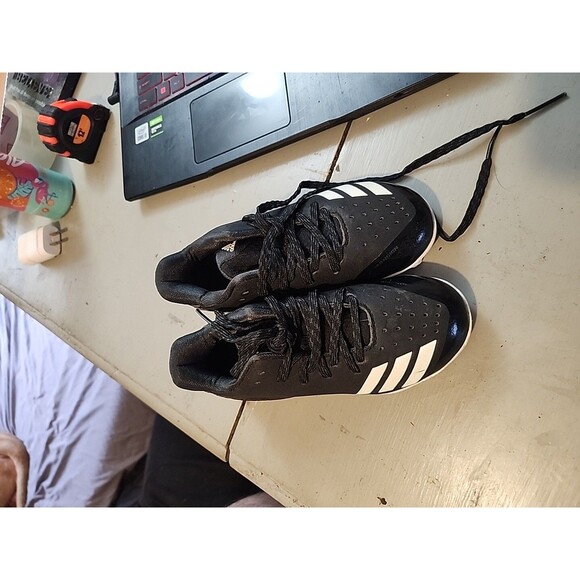 Youth Adidas Baseball Icon 4 MD Cleats Black White Size 12K Kids - Picture 4 of 12